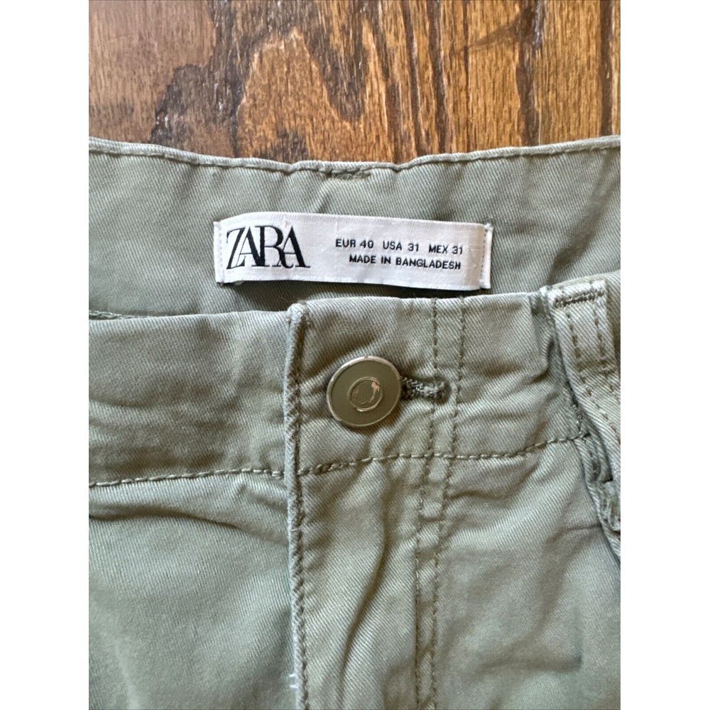 Zara Cargo Pants Women SZ 31 Olive Green Baggy Wide Leg Utility Y2K Military 90s - Picture 7 of 13